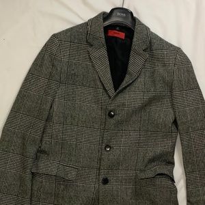 HUGO - Mens Minor 3/4 Overcoat - Wool Glen plaid - 38R
